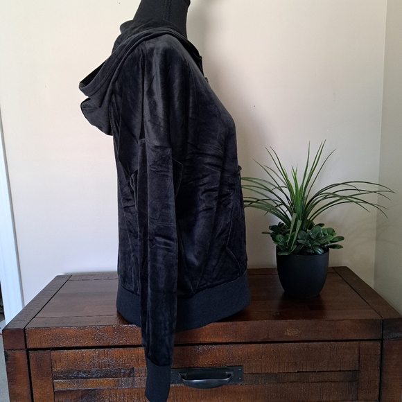 Black Bow 2 Piece Set Joggers Hoodie Velour Size Medium Black Track Suit - Picture 5 of 14